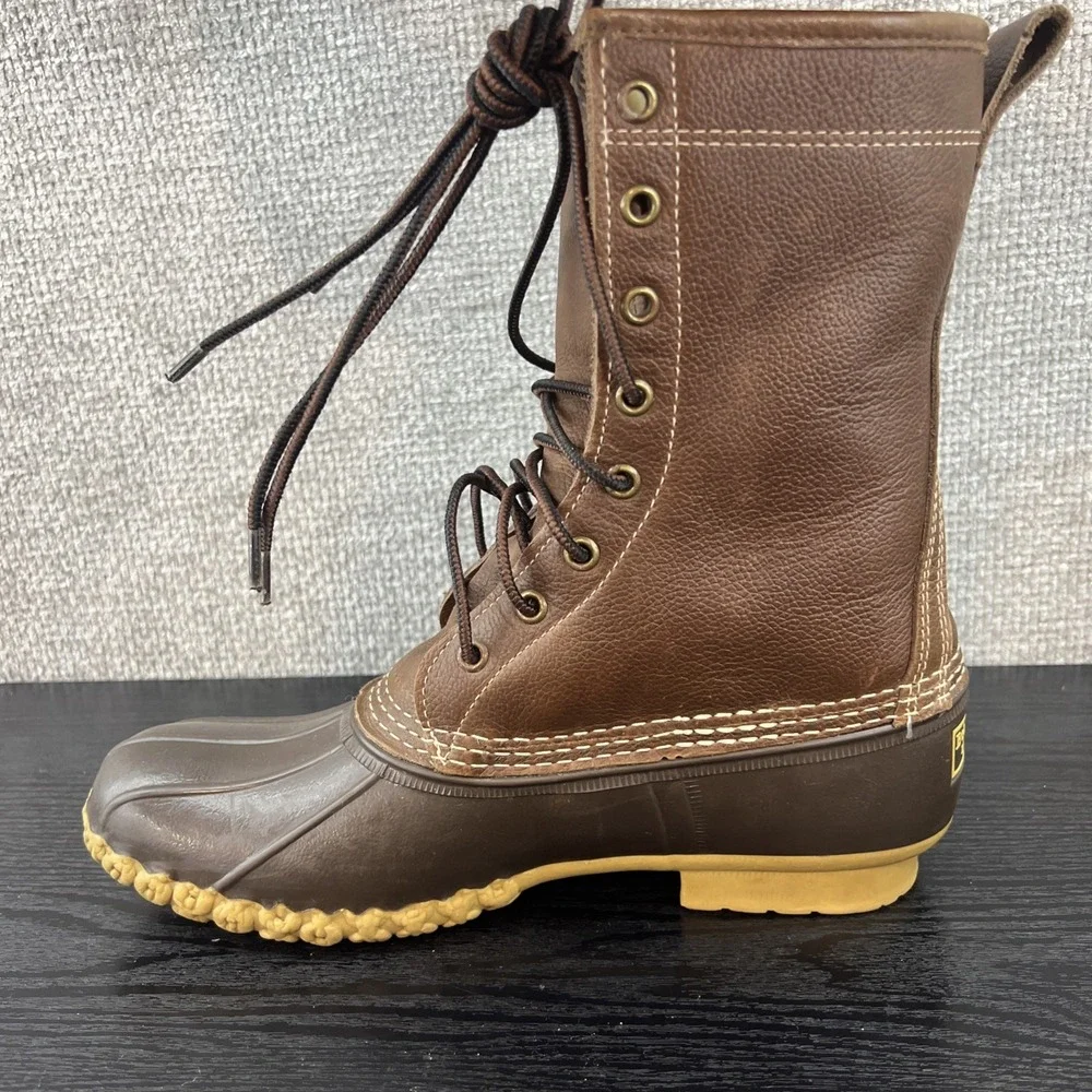L.L. Bean‎ Women's Bean Boots 9N Narrow Brown Shearling Leather Vintage 90's New